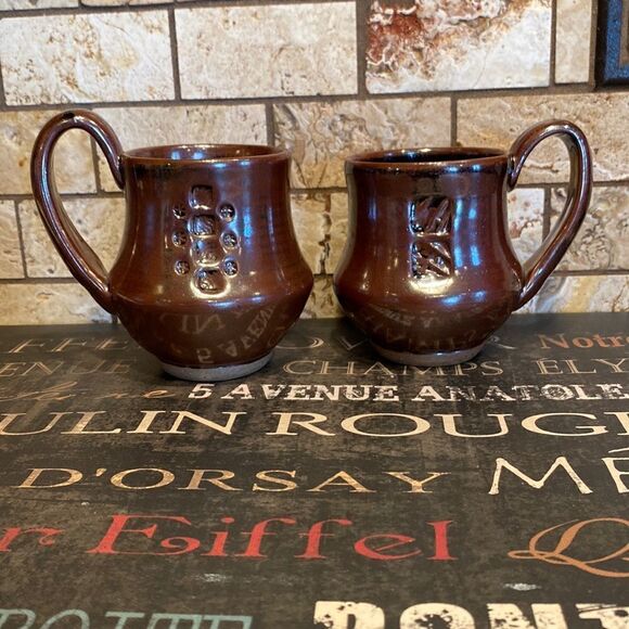 Pair of Hand Thrown Pottery Mugs - Picture 1 of 7